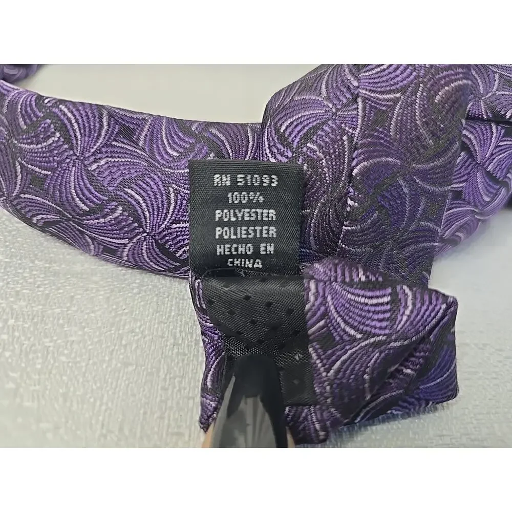 Lot of 2 Purple Designer Neckties Hilfiger 100% Silk Ferucci Polyester 2 Ties